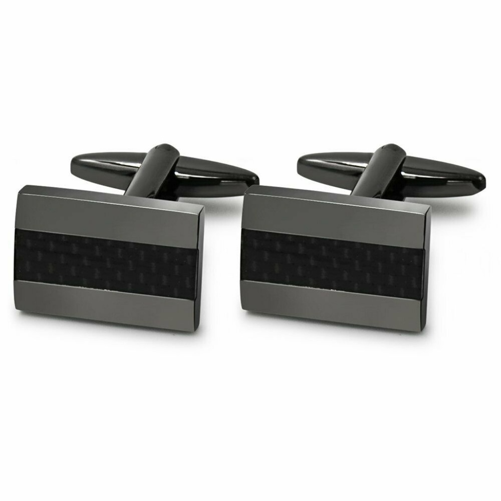 Mr.Van Handcrafted Carbon Fiber Cufflinks Rhodium